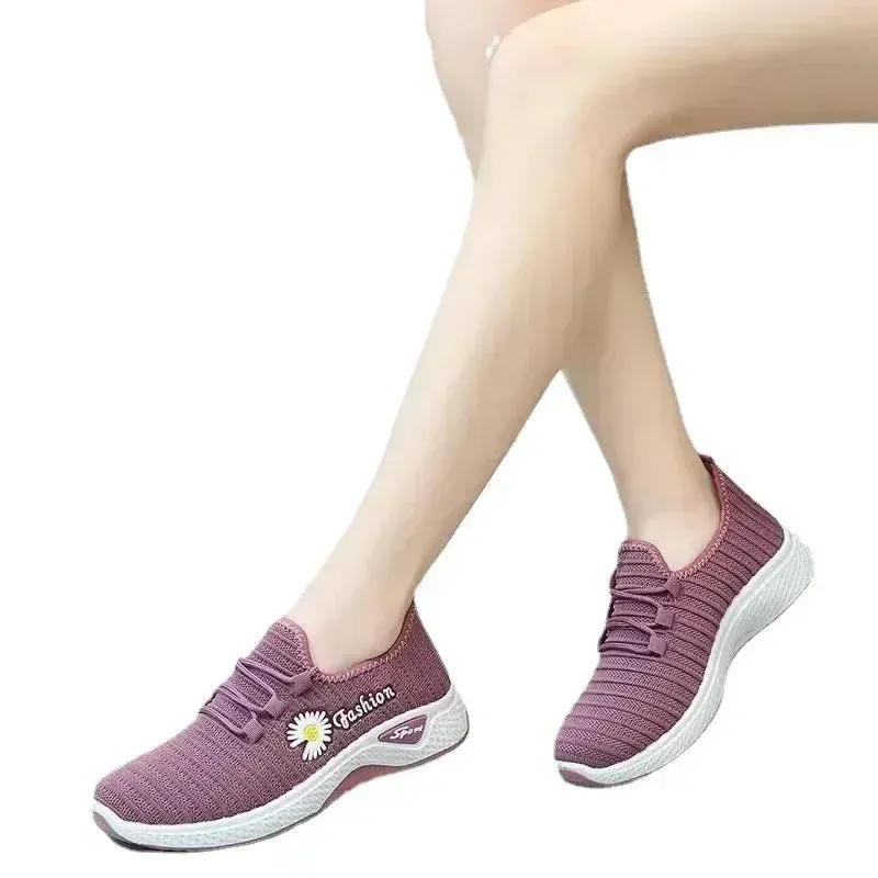 women's light running shoes Adult sneakers,net shoes, comfortable soft soled sneakers, women's breathable casual single shoes